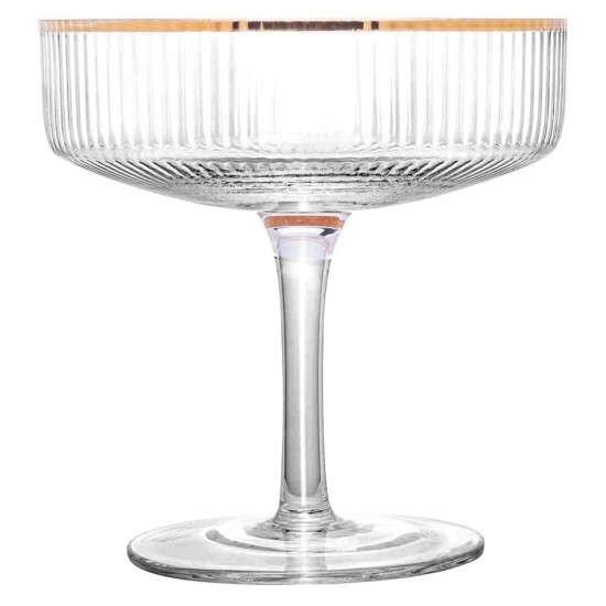 Jogo 2 Taças 200ml De Vidro Coupe Com Borda Dourada Lines